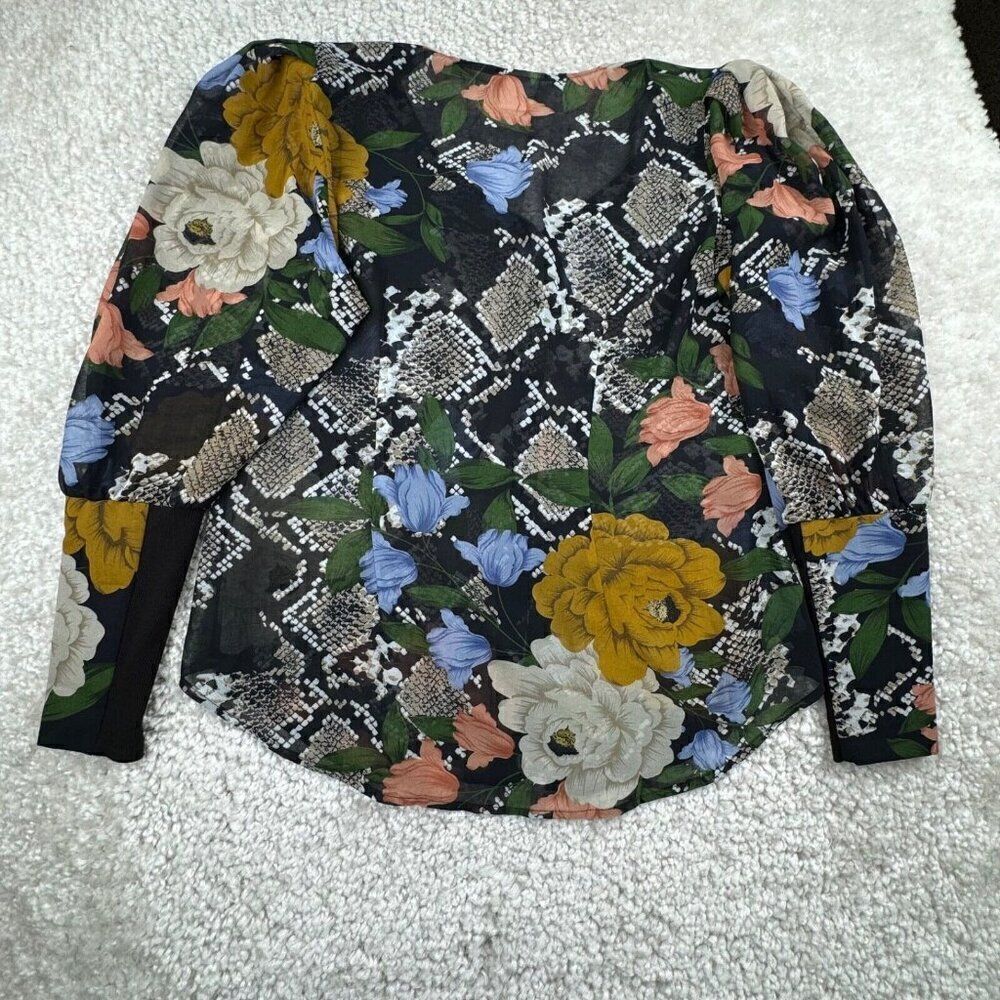 Cabi Snake Charmer Floral Sheer V Neck Blouse - Picture 4 of 11